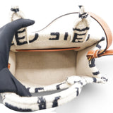 White/Black Canvas Fabric Cabas Thais Tote Bag