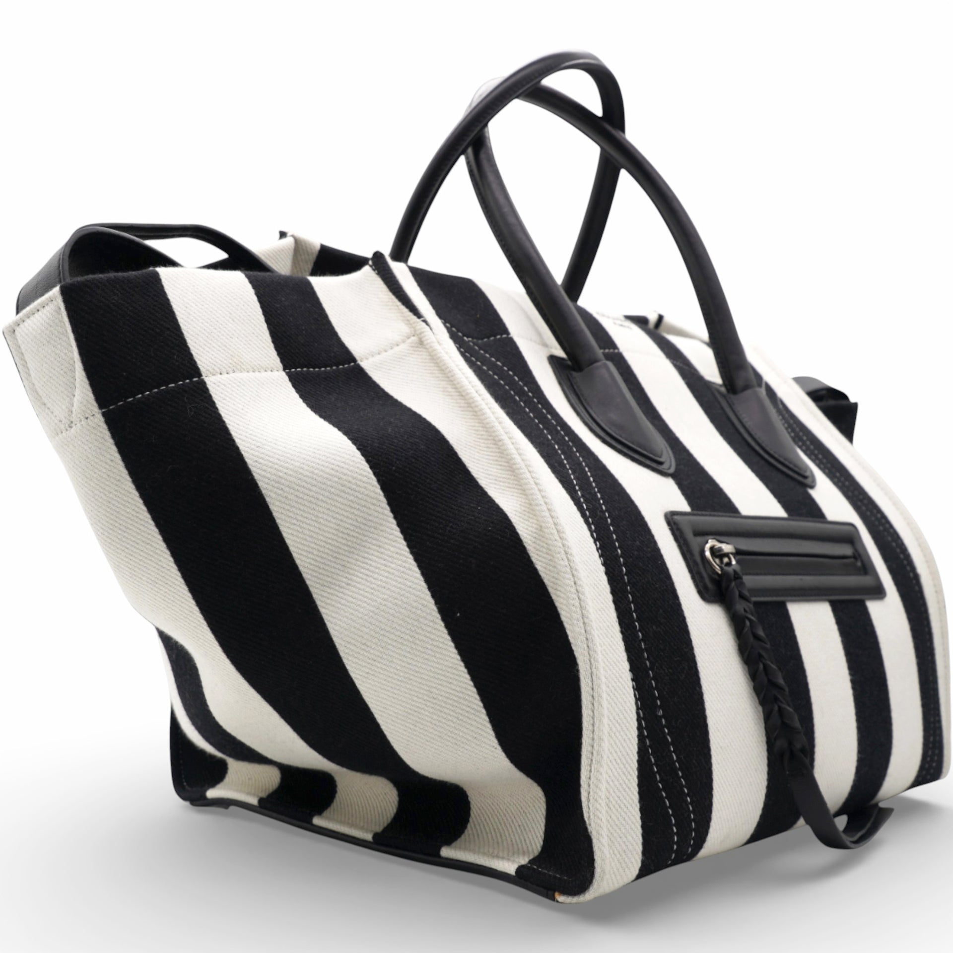 Cotton Canvas Striped Phantom Luggage White Black