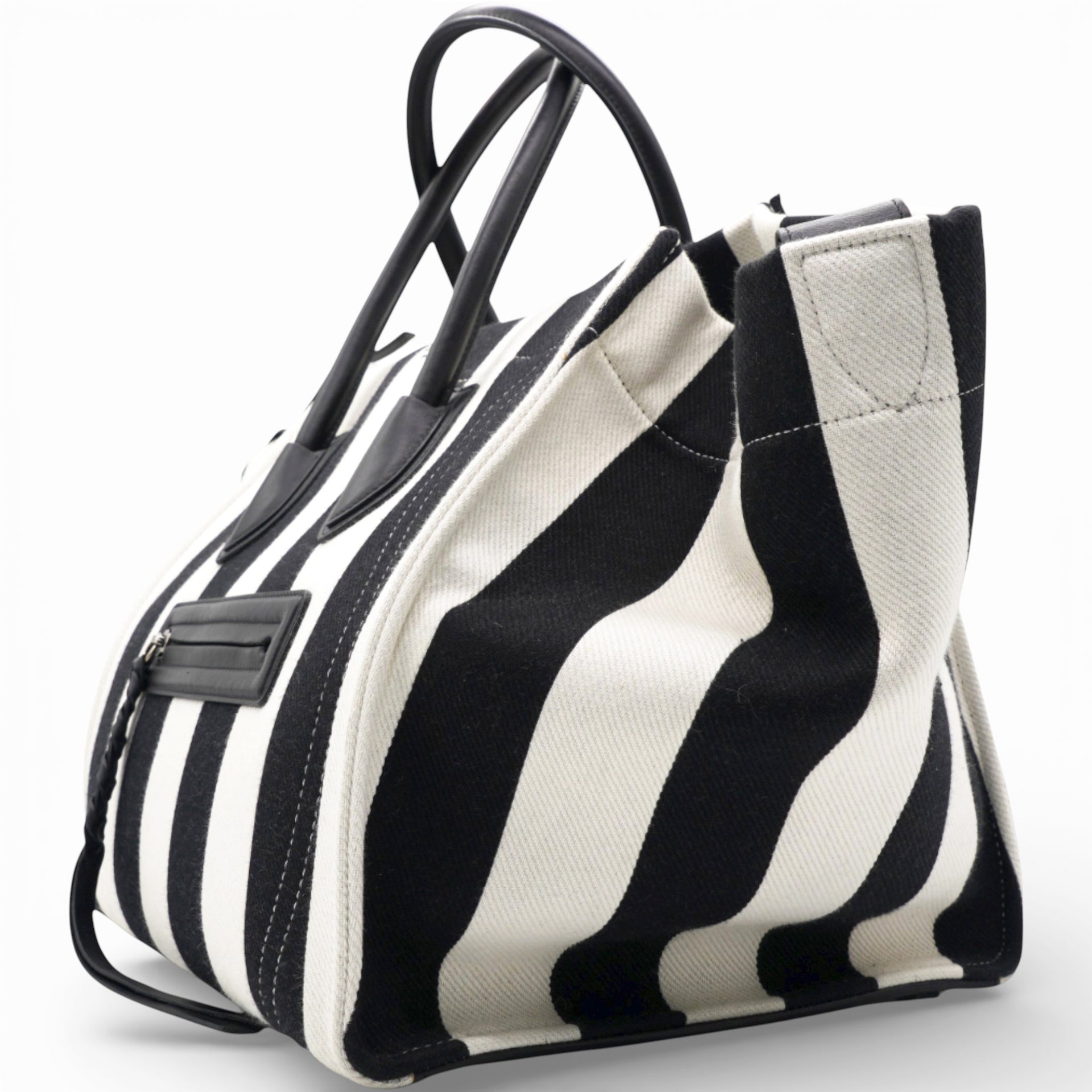 Cotton Canvas Striped Phantom Luggage White Black