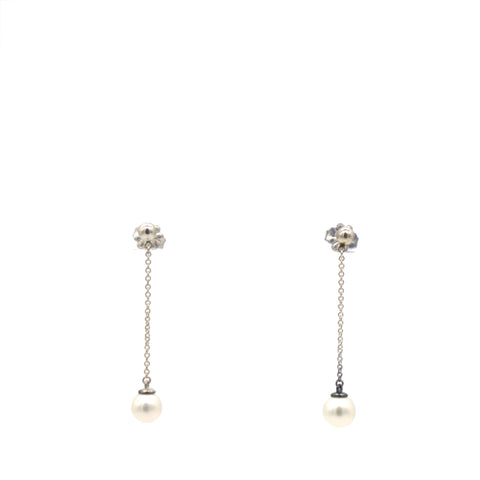 Ziegfeld Collection Cultured Pearl Silver Drop Earrings