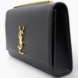 Grain De Poudre Medium Classic Monogram Kate Satchel Black