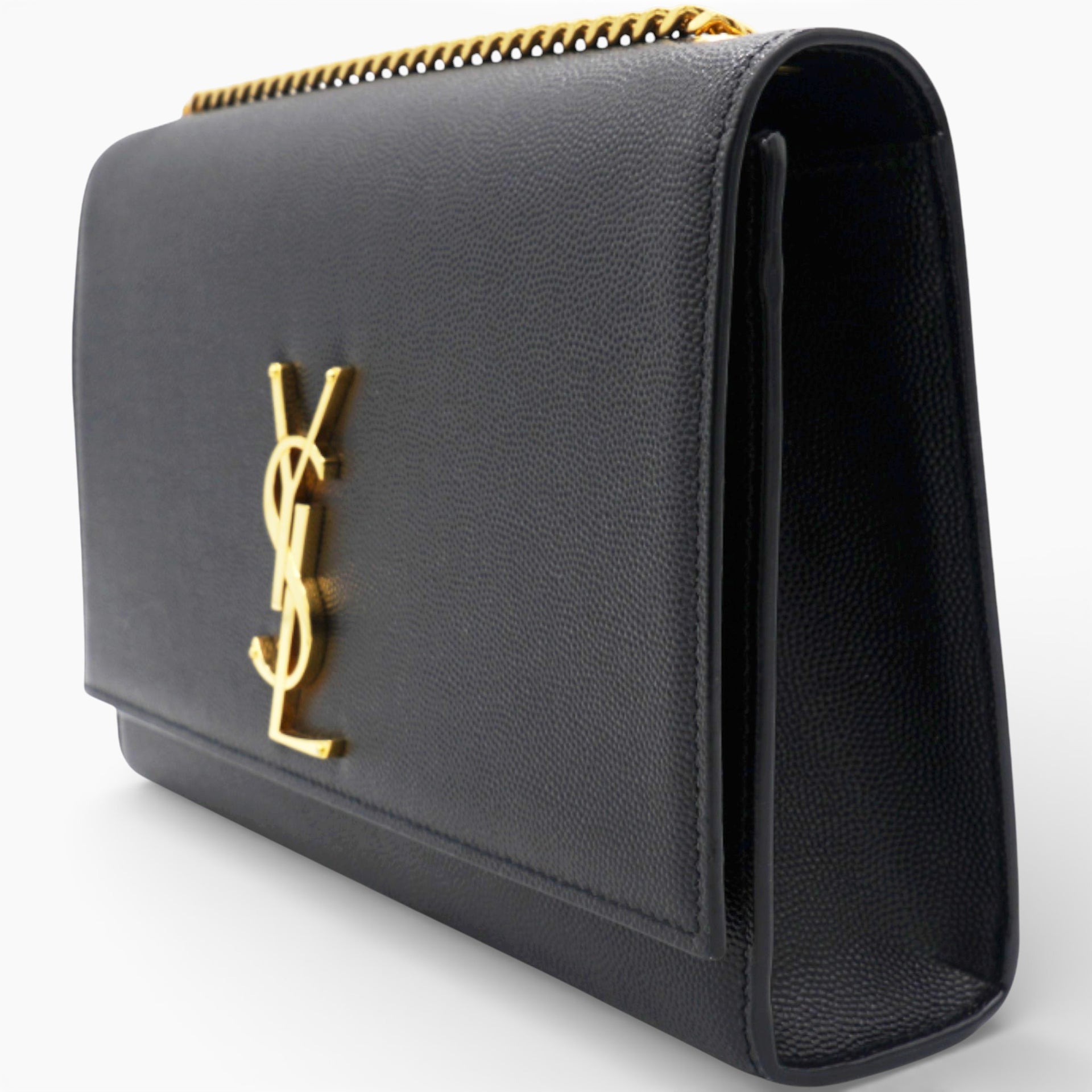 Grain De Poudre Medium Classic Monogram Kate Satchel Black