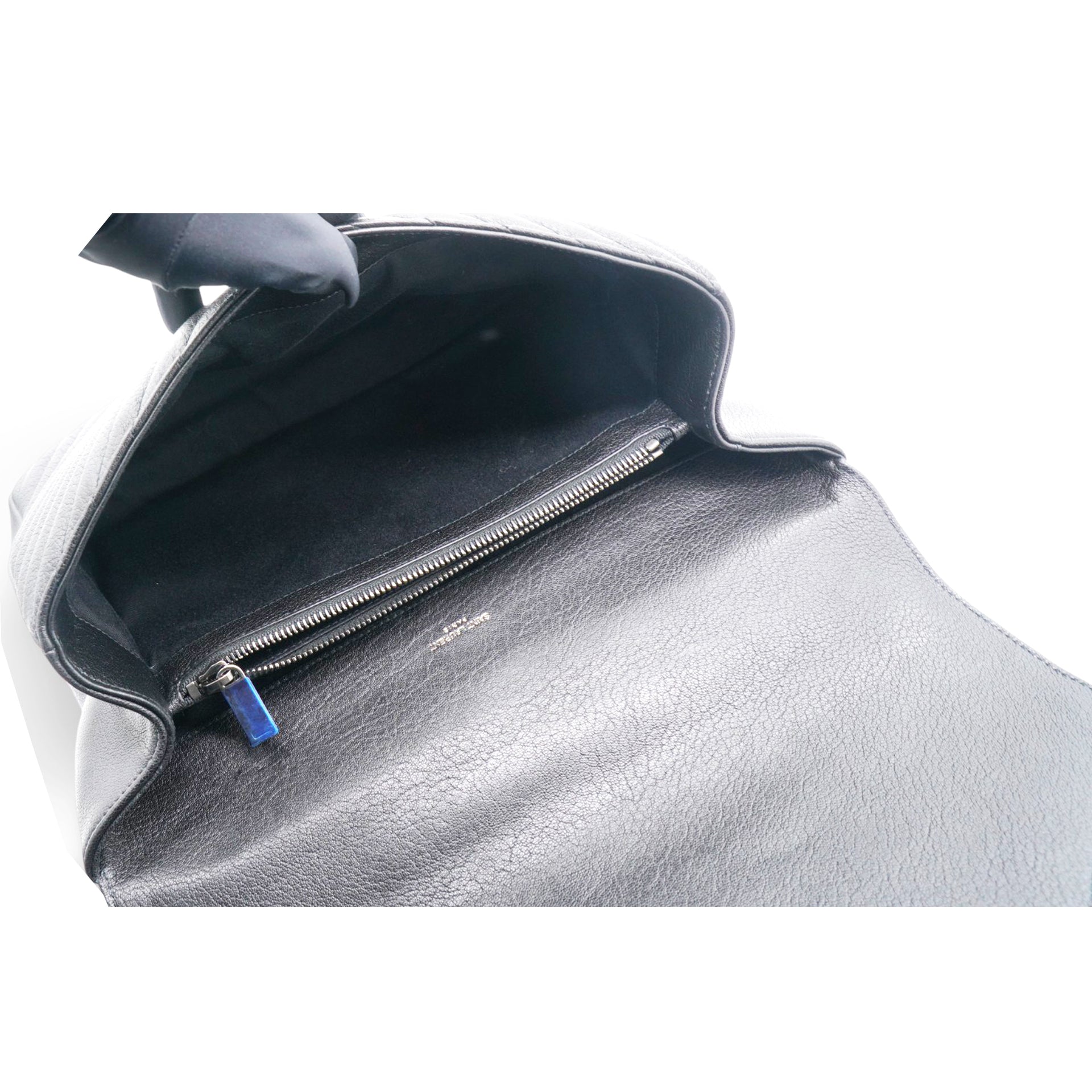 Sheepskin Matelasse Chevron Monogram Large College Satchel Black