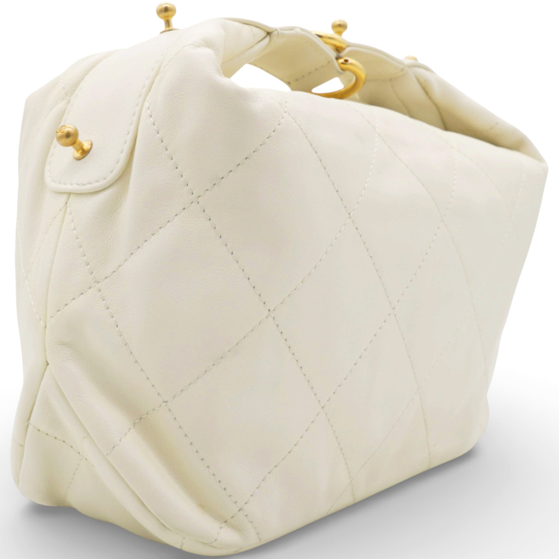 Calfskin Quilted Daily Hobo White