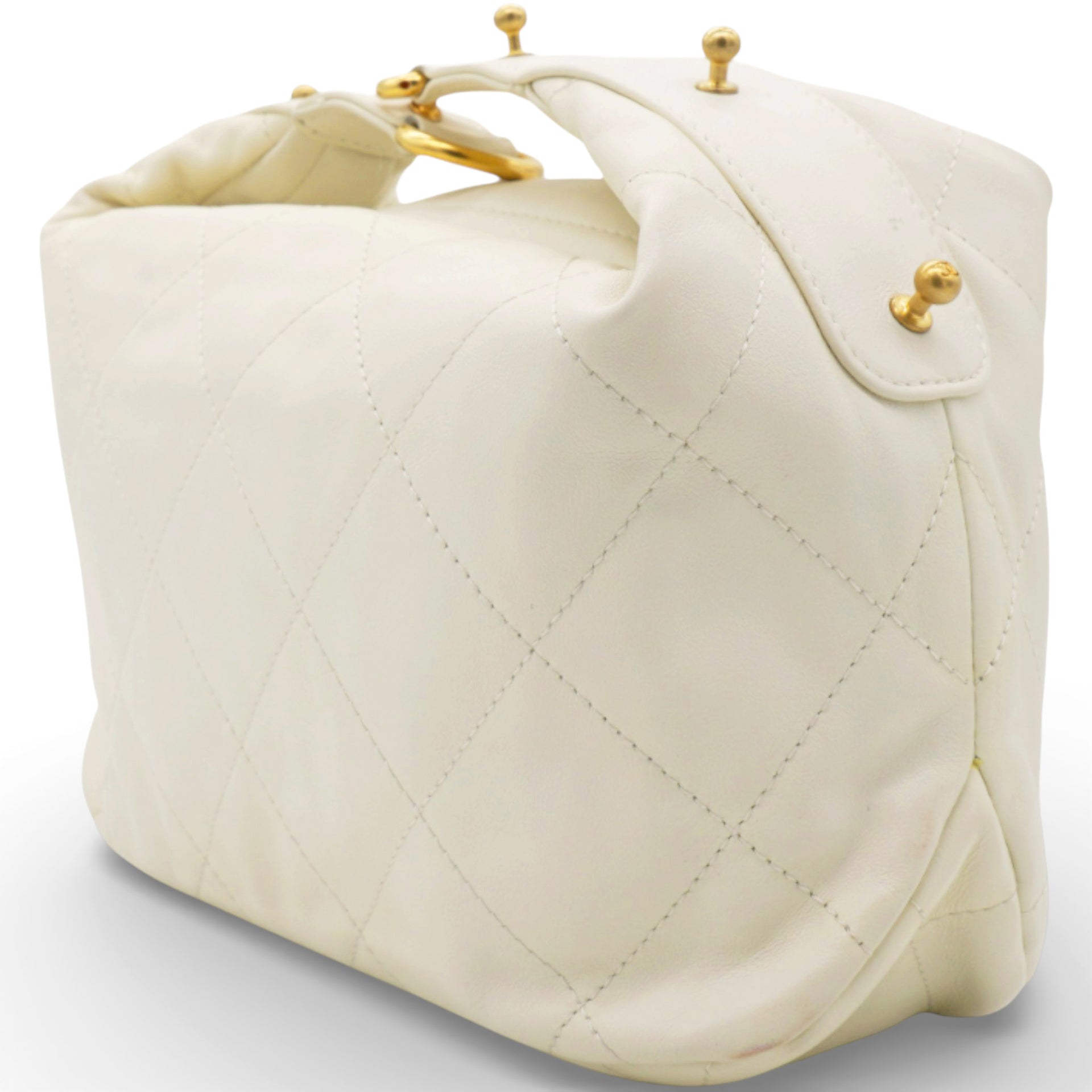 Calfskin Quilted Daily Hobo White