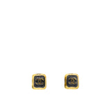 Resin CC Square Earrings Gold Black