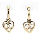 Gold Plated CC Heart Coco in Love Hoop Push Back Earrings Golden