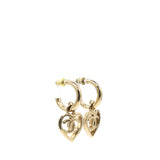 Gold Plated CC Heart Coco in Love Hoop Push Back Earrings Golden