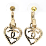 Gold Plated CC Heart Coco in Love Hoop Push Back Earrings Golden