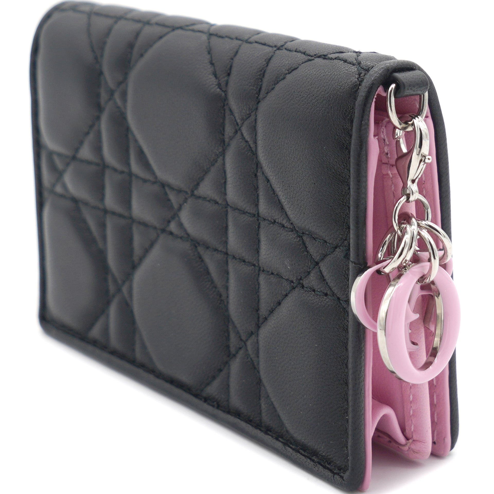 CHRISTIAN DIOR Metallic Patent Studded Small Diorama Flap Bag Pink 1305874