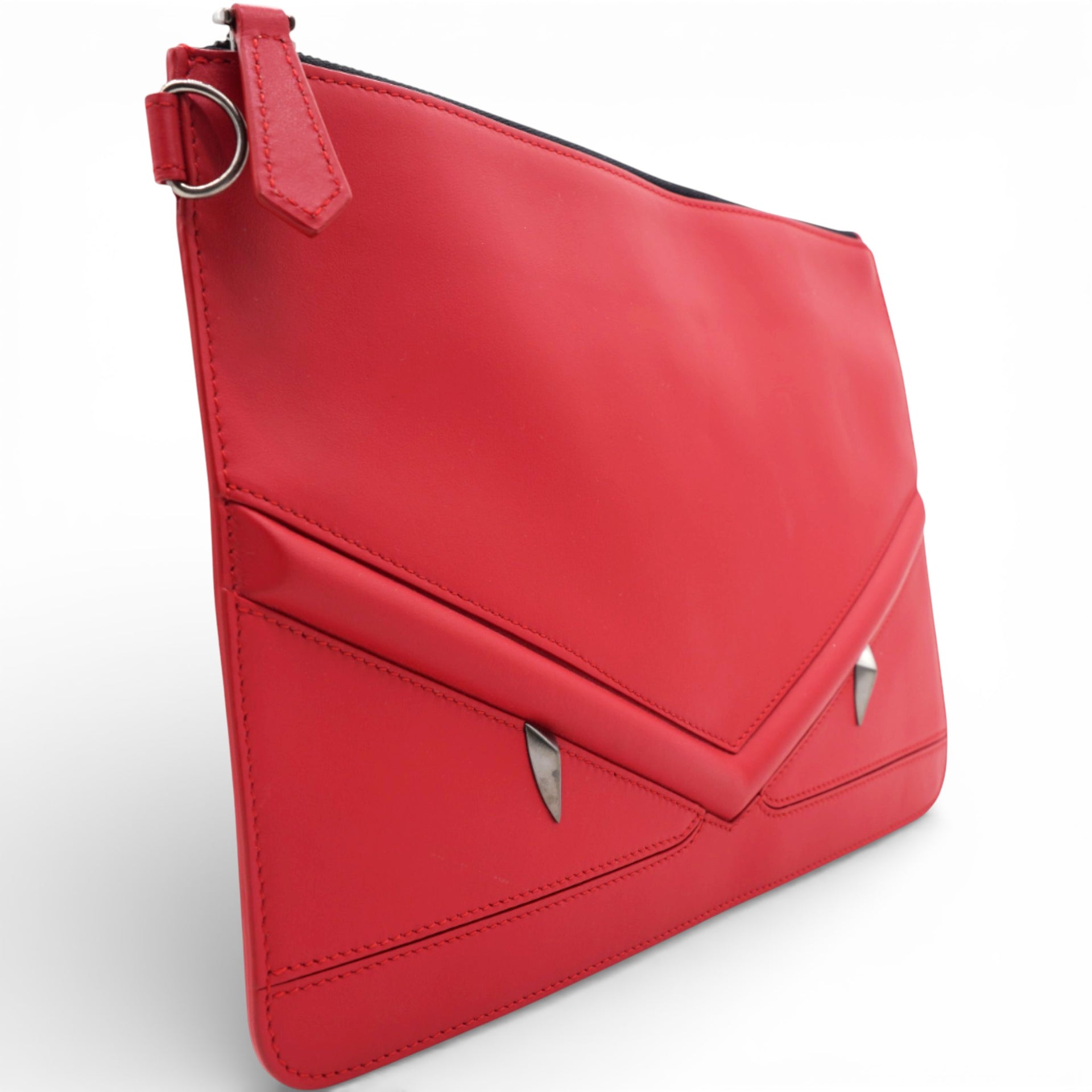 Zip Around Bug Eyes Long Wallet in Red Leather