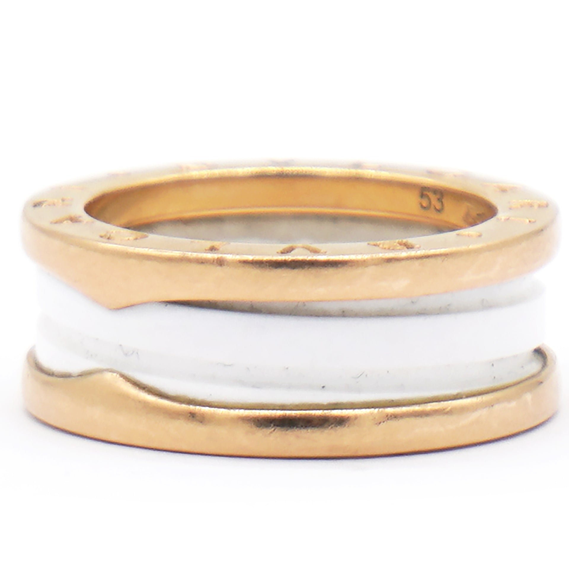 18K Rose Gold White Ceramic B.Zero Ring Size53