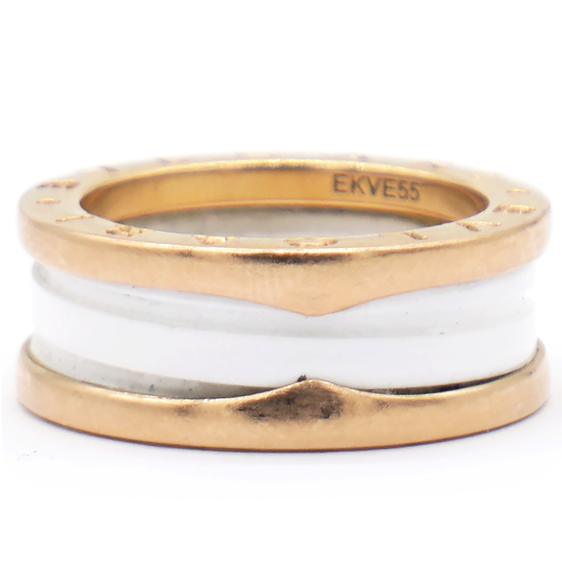 18K Rose Gold White Ceramic B.Zero Ring Size53