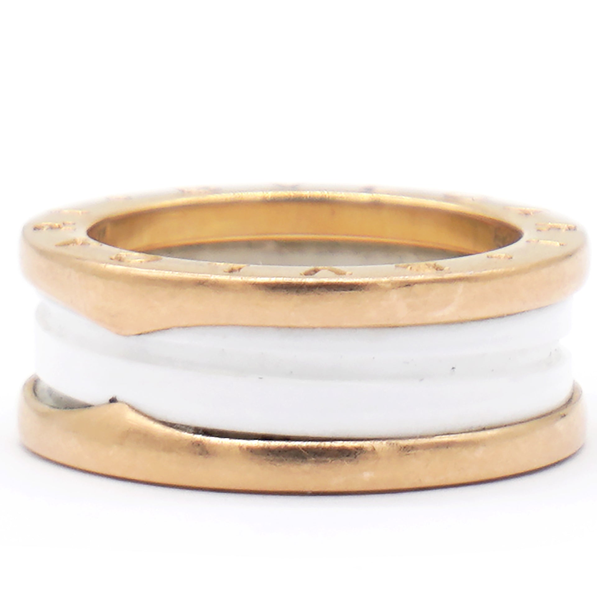 18K Rose Gold White Ceramic B.Zero Ring Size53