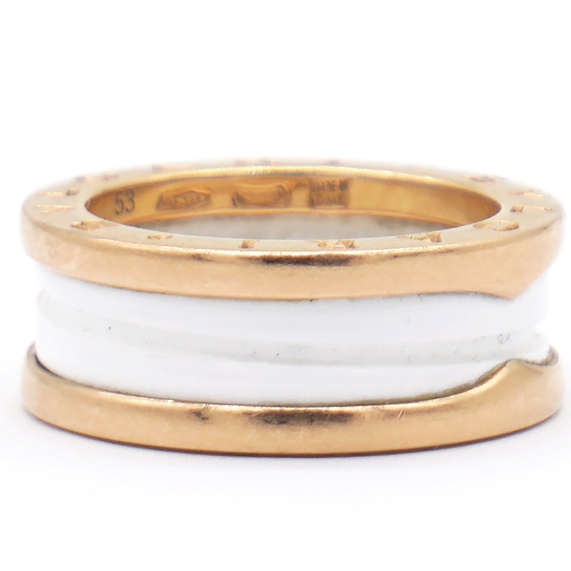 18K Rose Gold White Ceramic B.Zero Ring Size53