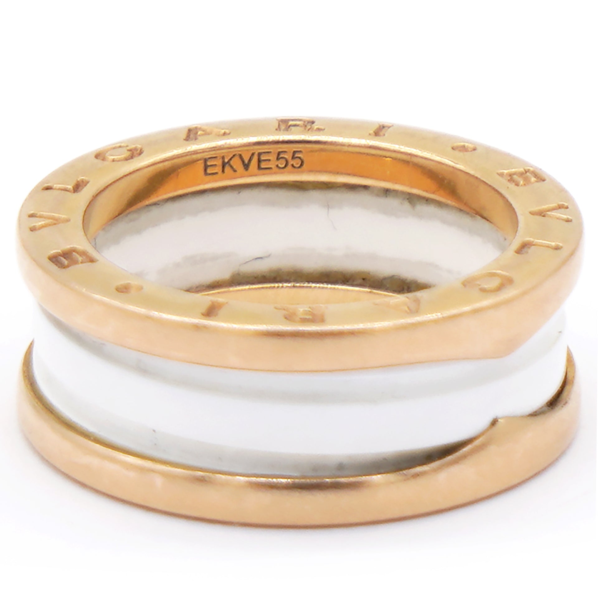 18K Rose Gold White Ceramic B.Zero Ring Size53
