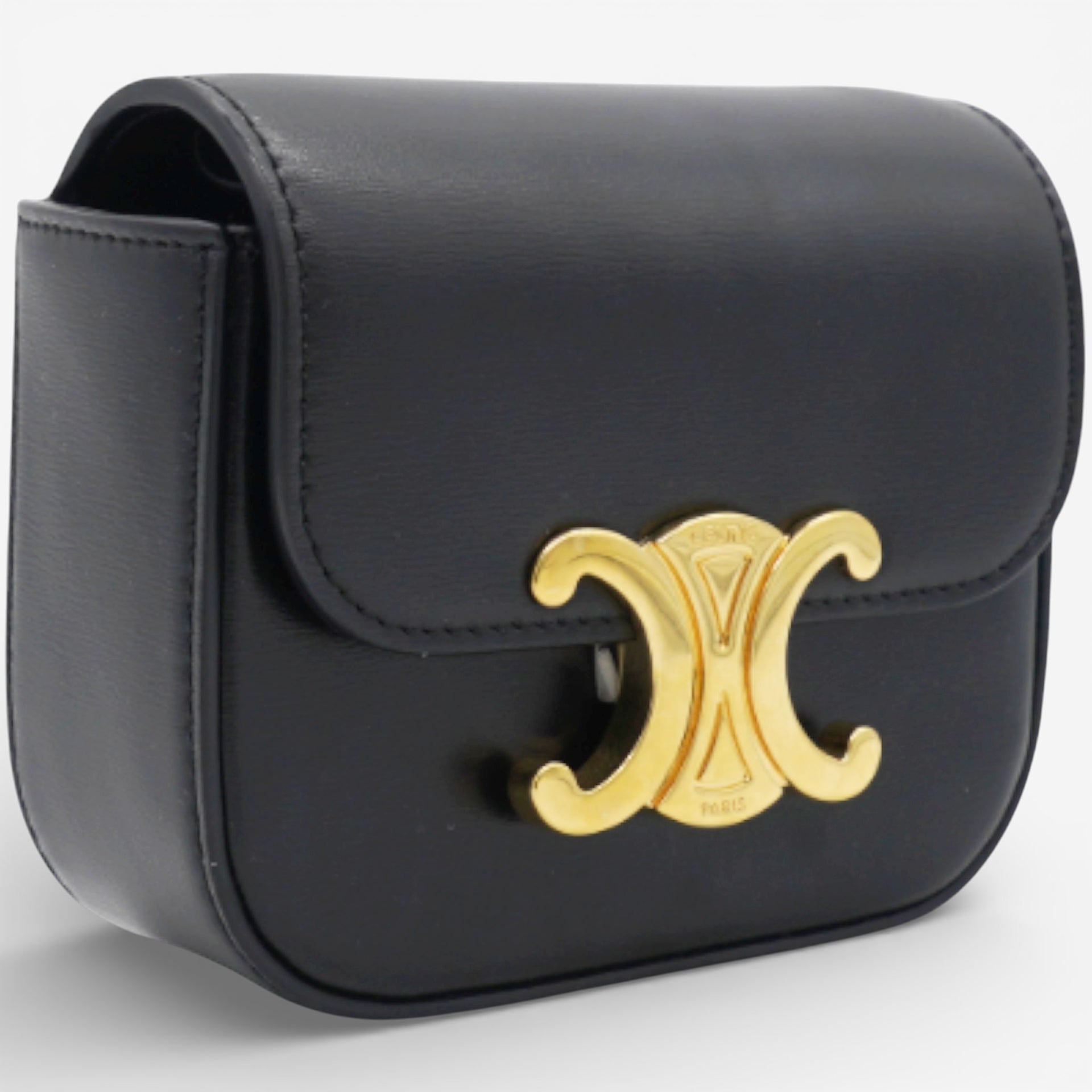 Mini Triomphe in Shiny Calfskin Black