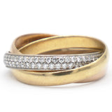 Trinity Tri Gold Diamond Ring Size49