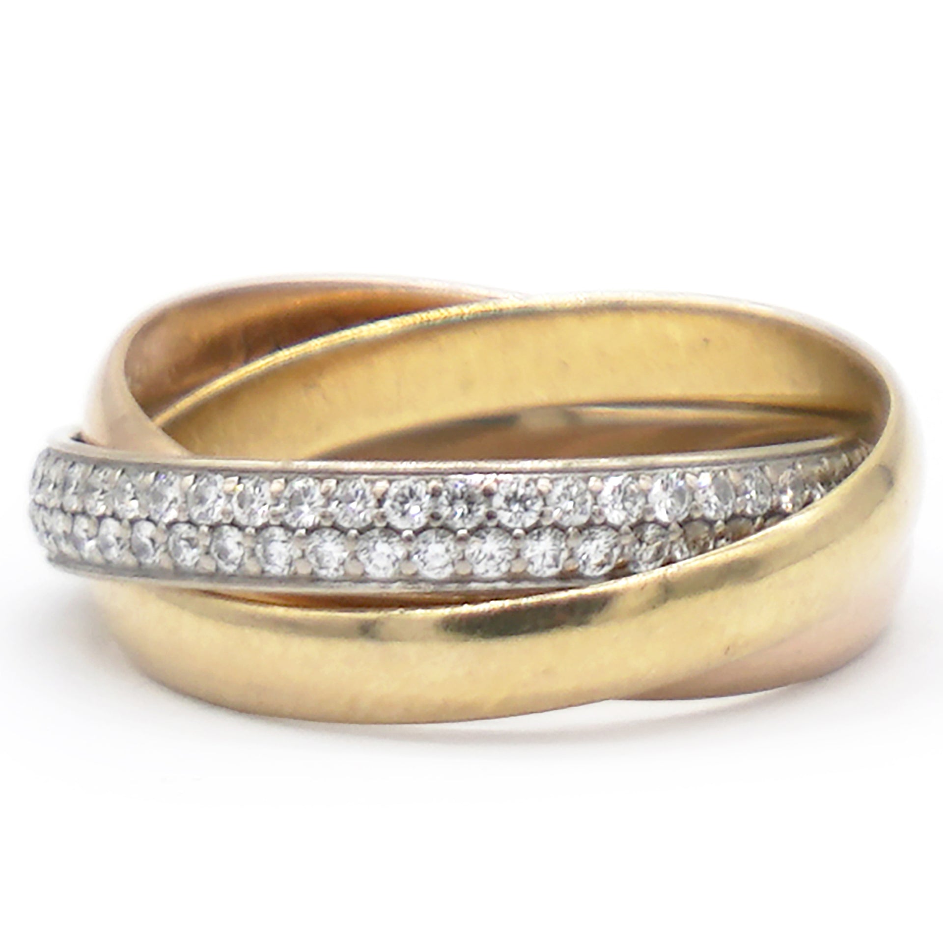 Trinity Tri Gold Diamond Ring Size49