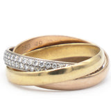 Trinity Tri Gold Diamond Ring Size49