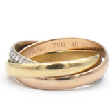 Trinity Tri Gold Diamond Ring Size49