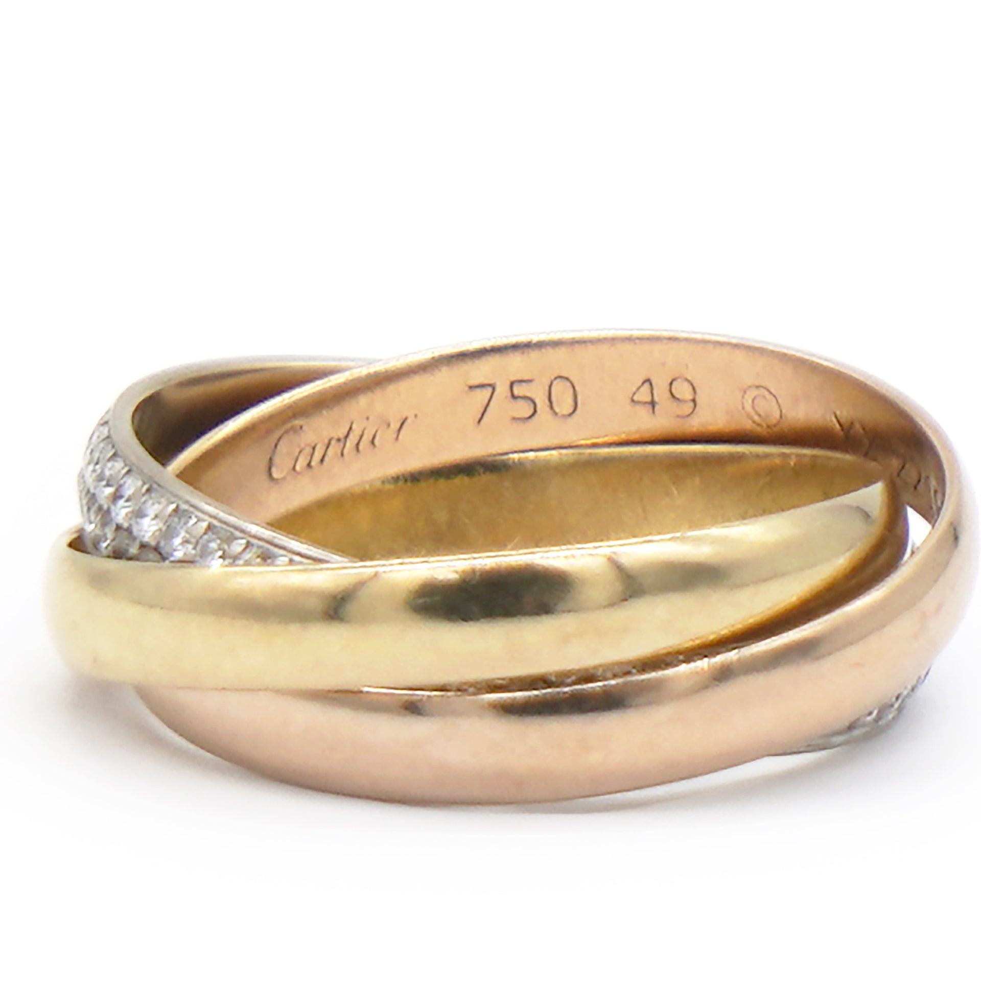 Trinity Tri Gold Diamond Ring Size49