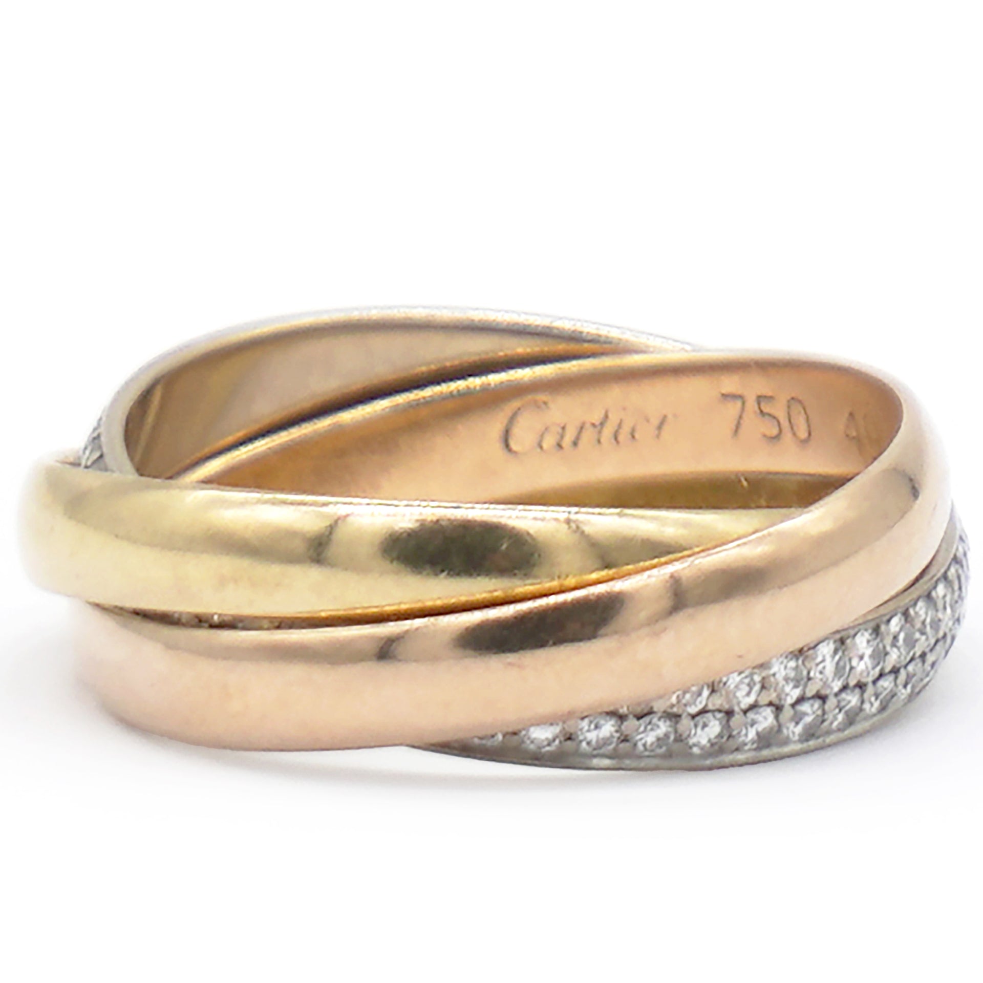 Trinity Tri Gold Diamond Ring Size49