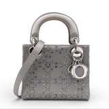 Christian Dior Satin Crystal Cannage Mini Lady Dior