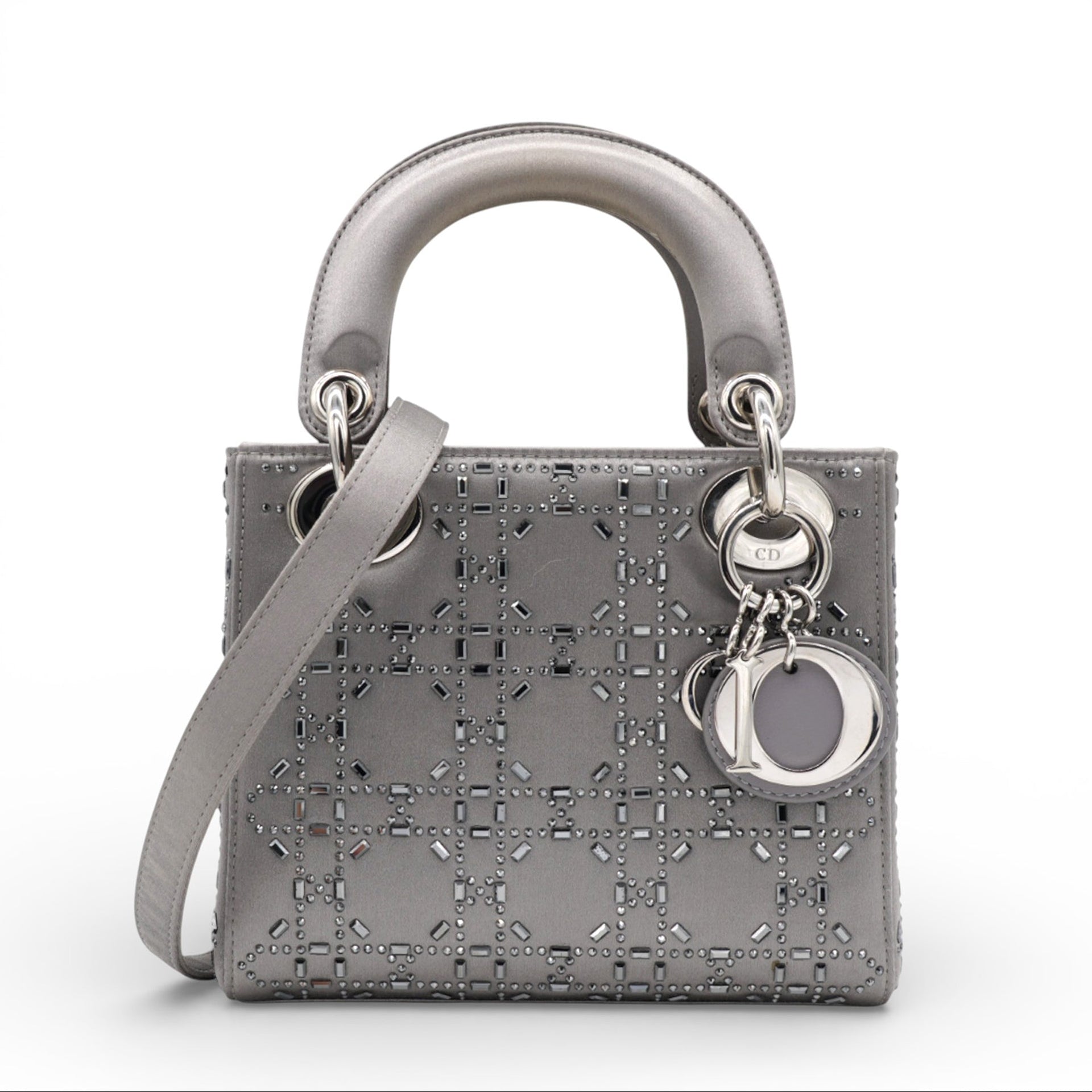 Christian Dior Satin Crystal Cannage Mini Lady Dior