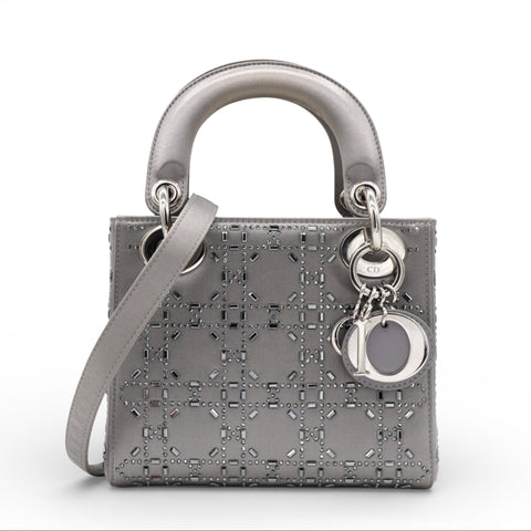 Satin Crystal Cannage Mini Lady Dior