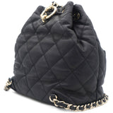Lambskin Quilted Drawstring Backpack Black