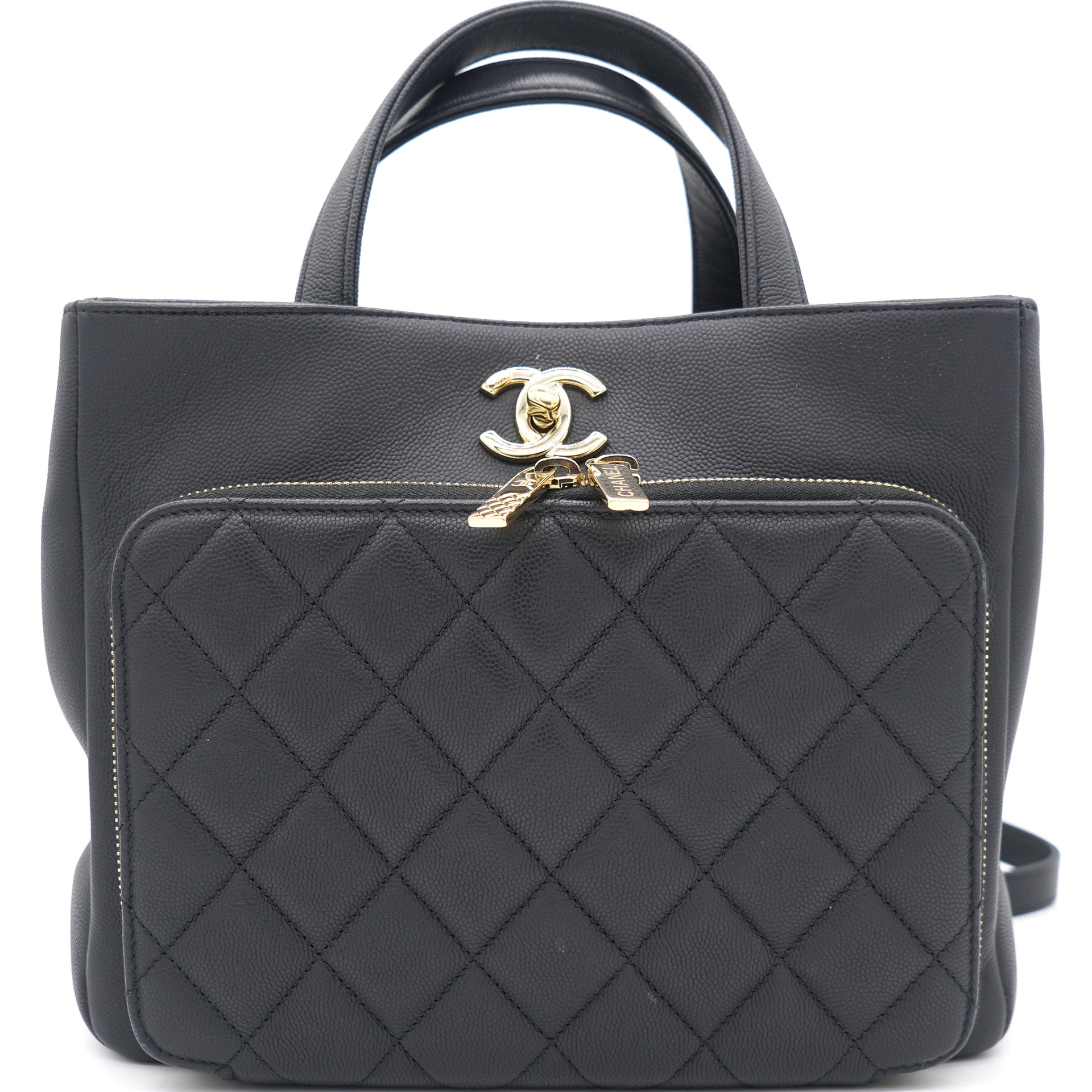 Chanel Black Quilted Caviar Leather Medium Business Affinity Tote