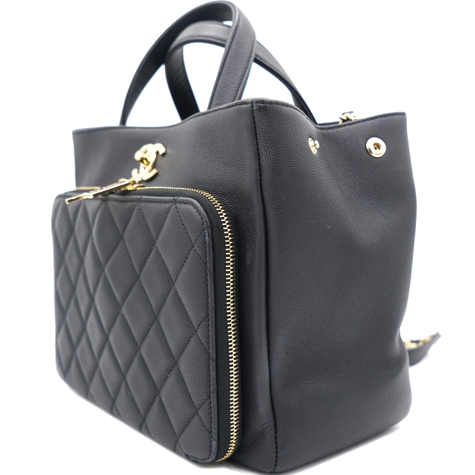 Chanel Black Quilted Caviar Leather Medium Business Affinity Tote