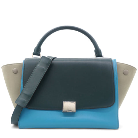 Trapeze Tri-color  Leather With Suede And Silver Hardware Bag