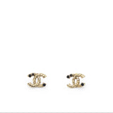 Chanel CC A12A Gold Hardware GHW Pearl Logo Earrings Golden
