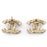 CC A12A Gold Hardware GHW Pearl Logo Earrings Golden