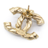 CC A12A Gold Hardware GHW Pearl Logo Earrings Golden