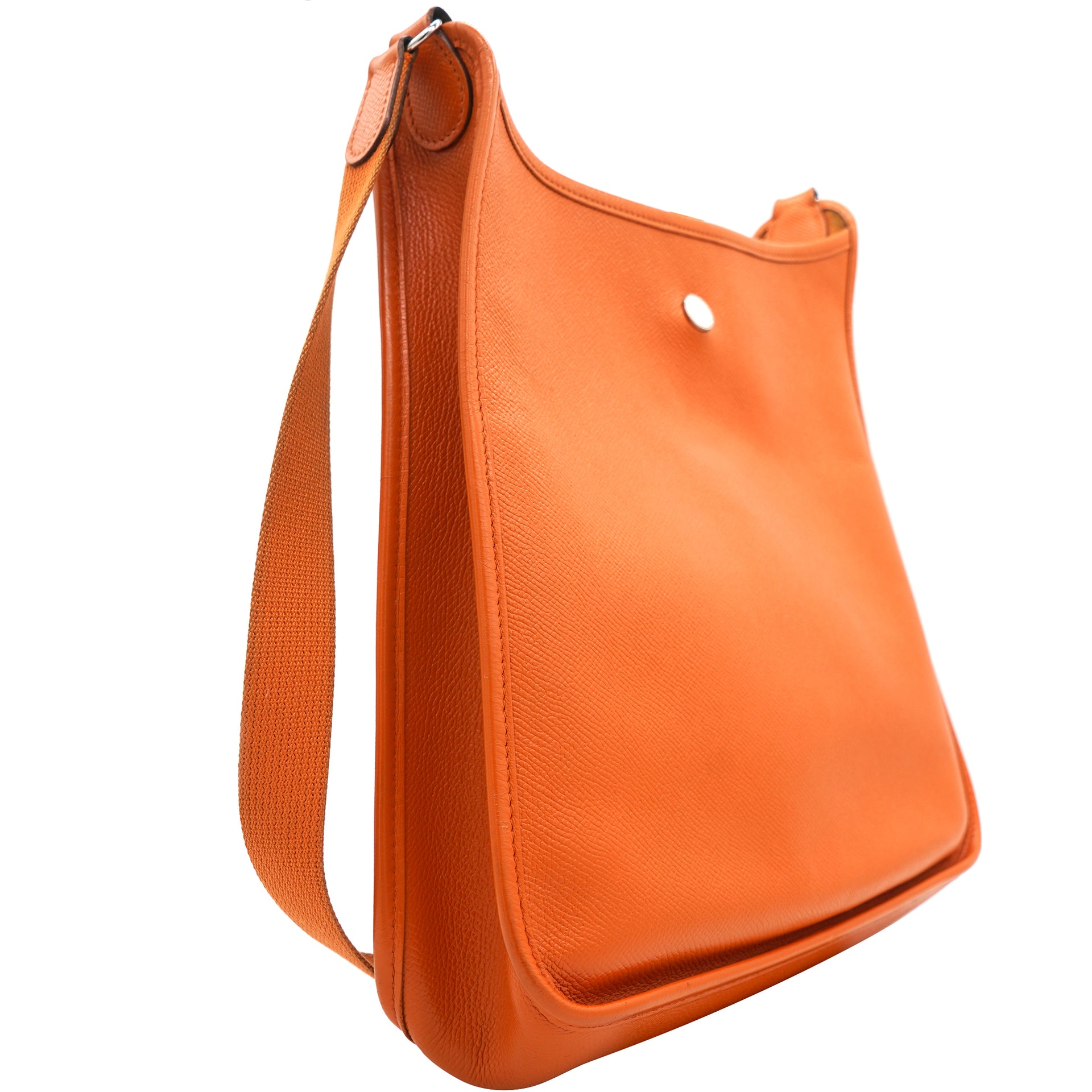 Auth HERMES Aline Mini Crossbody Shoulder Bag Orange Leather