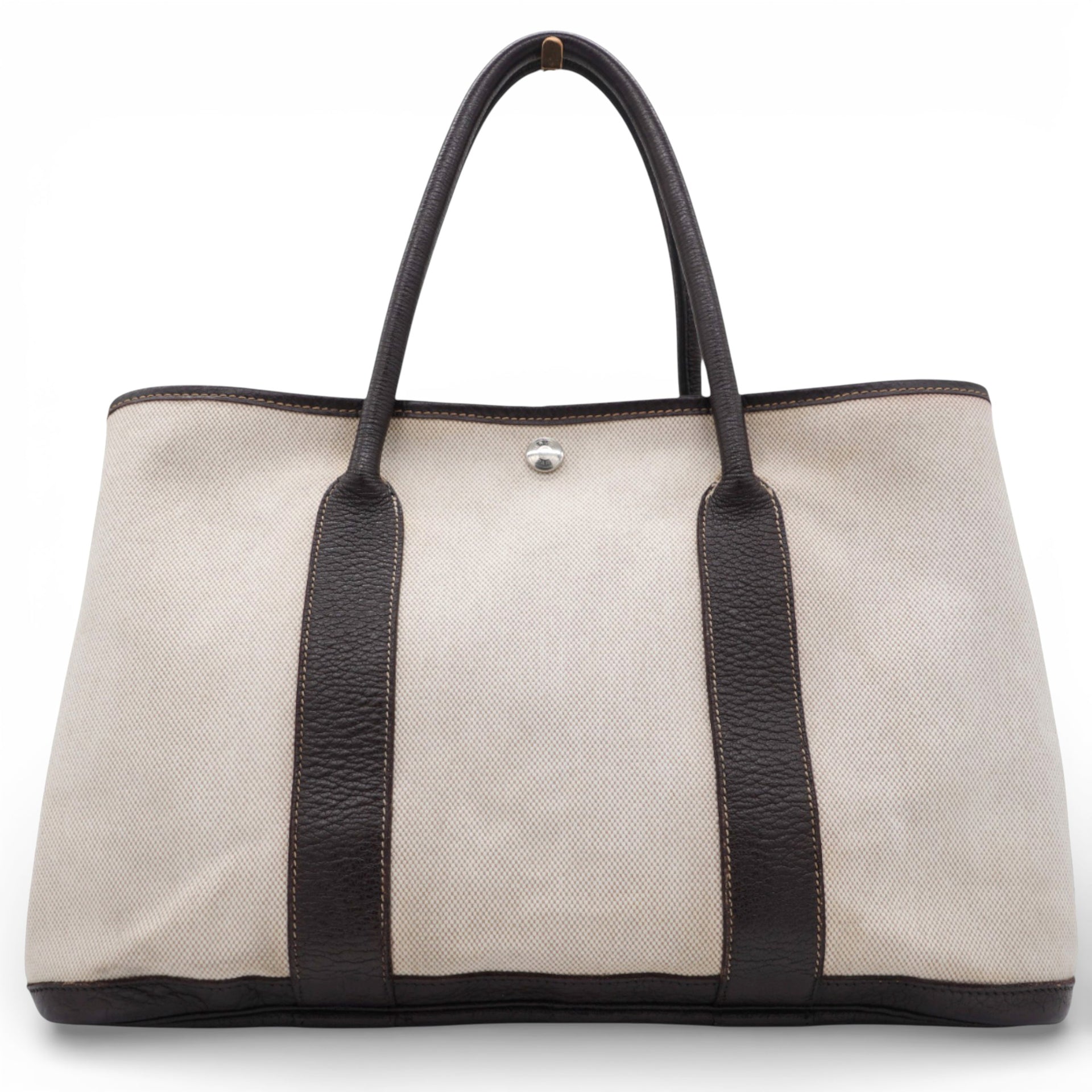 HERMÈS Buffle Skipper Toile Garden Party 36 Tote Marron Fonce 