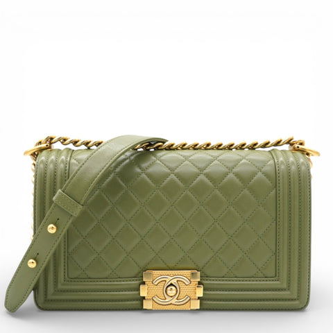 Lambskin Medium Leboy Flap Green