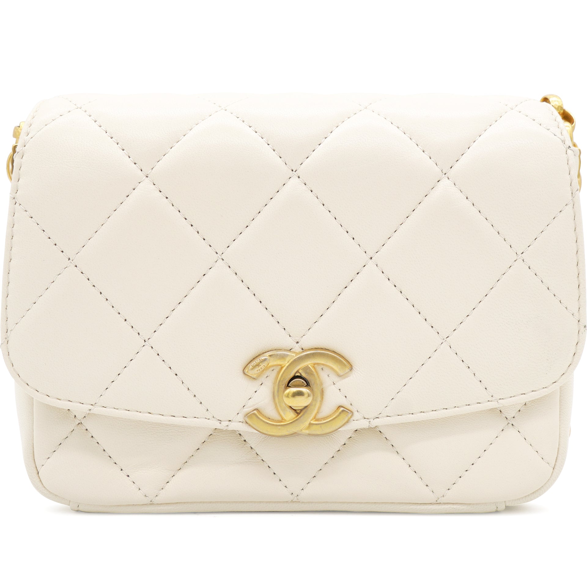 Chanel White Quilted Calfskin Hobo Bag Gold Hardware, 2022