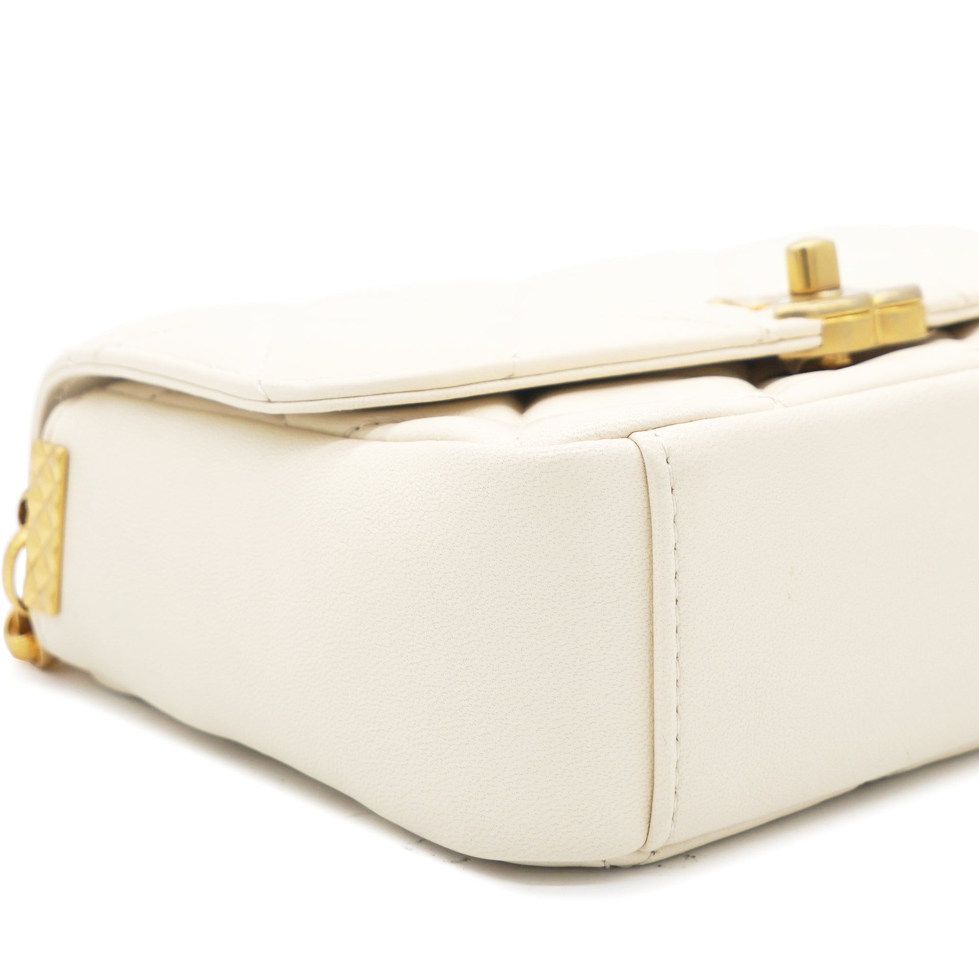 Quilted White Flap Bag
