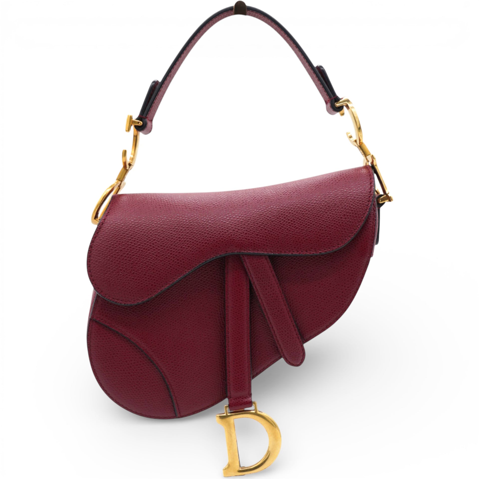 Christian Dior Grained Calfskin Mini Saddle Bag Red