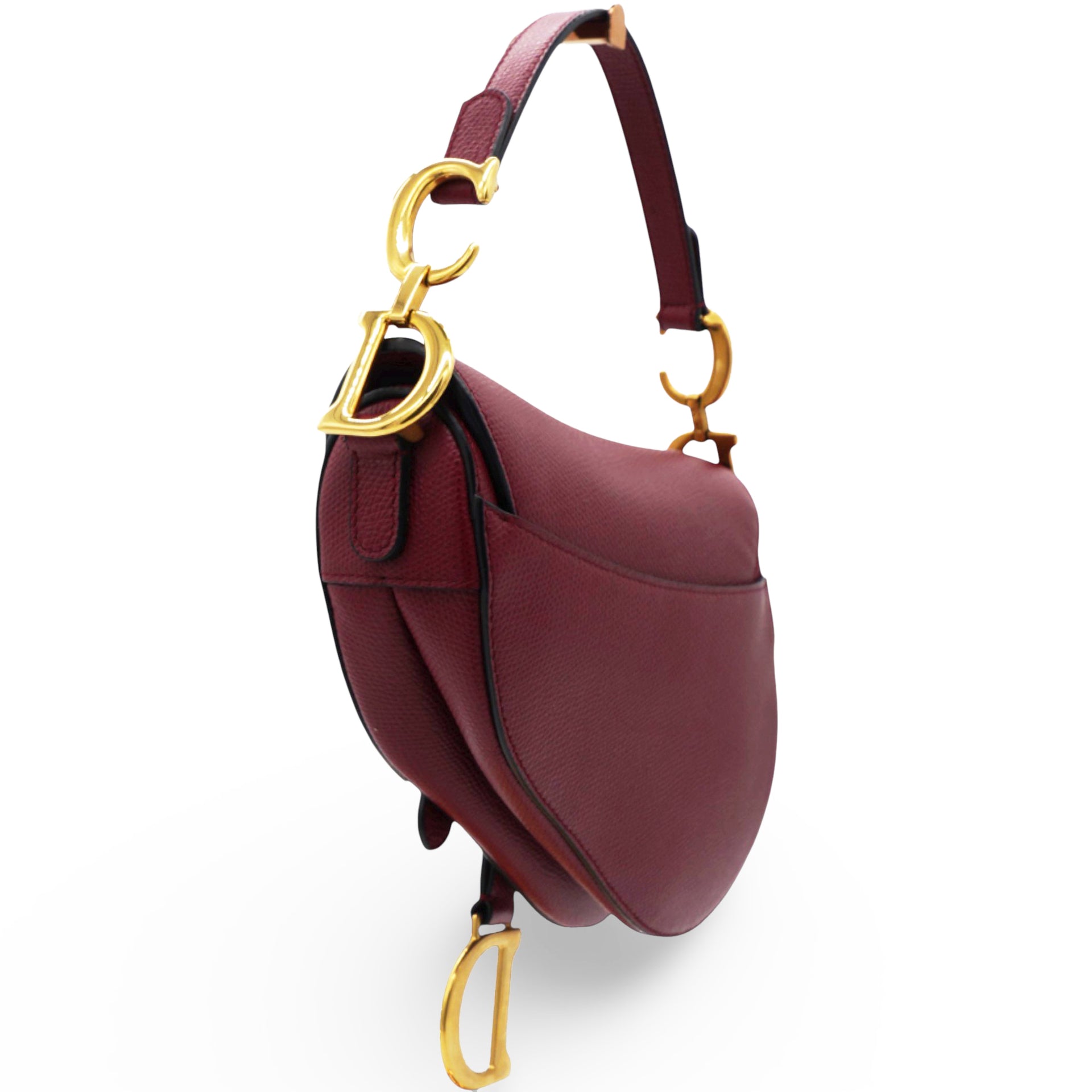 Grained Calfskin Mini Saddle Bag Red
