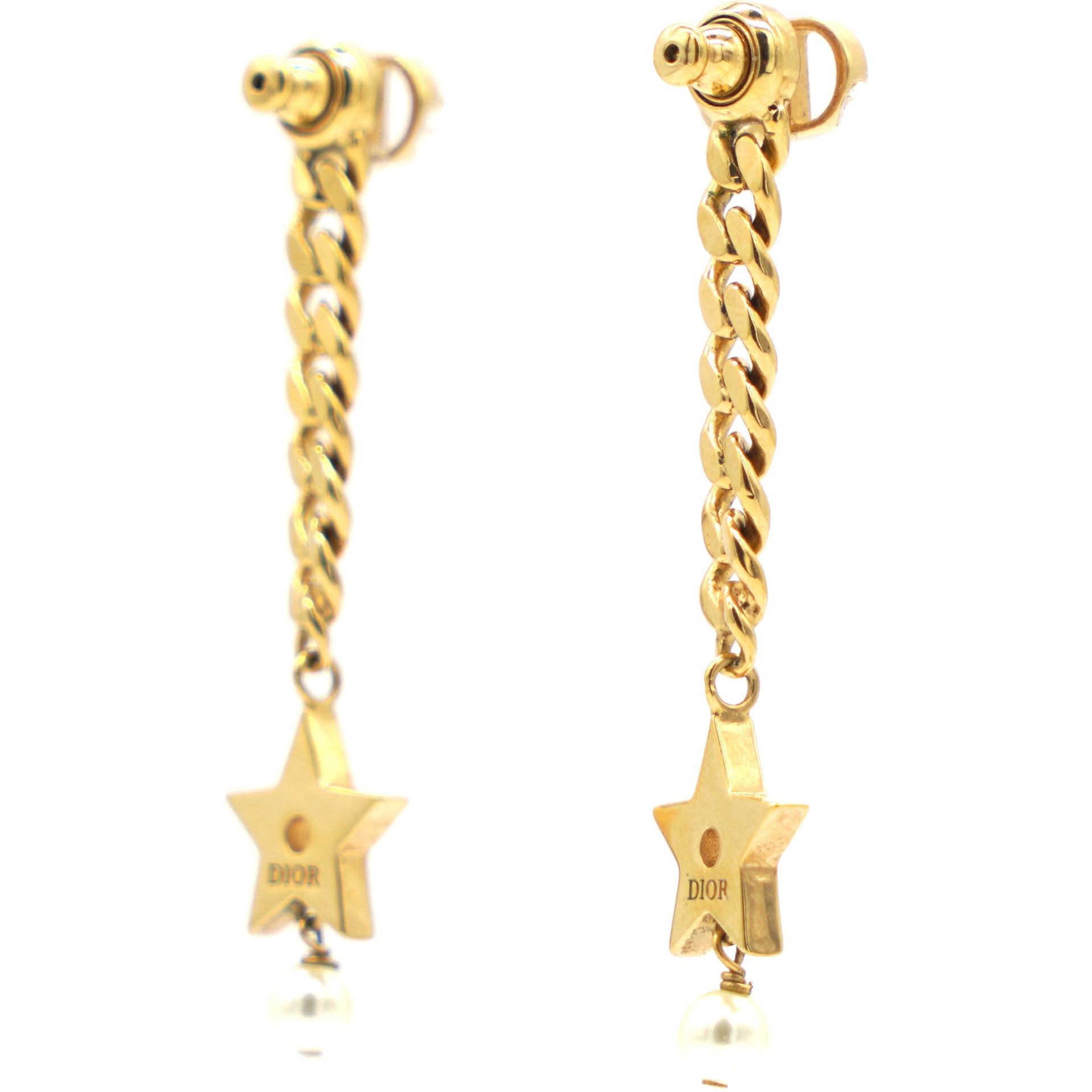 CD Chain Gold Drop Earrings