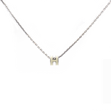 Pop H Mini White Lacquer Silver Plated Pendant