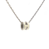Pop H Mini White Lacquer Silver Plated Pendant