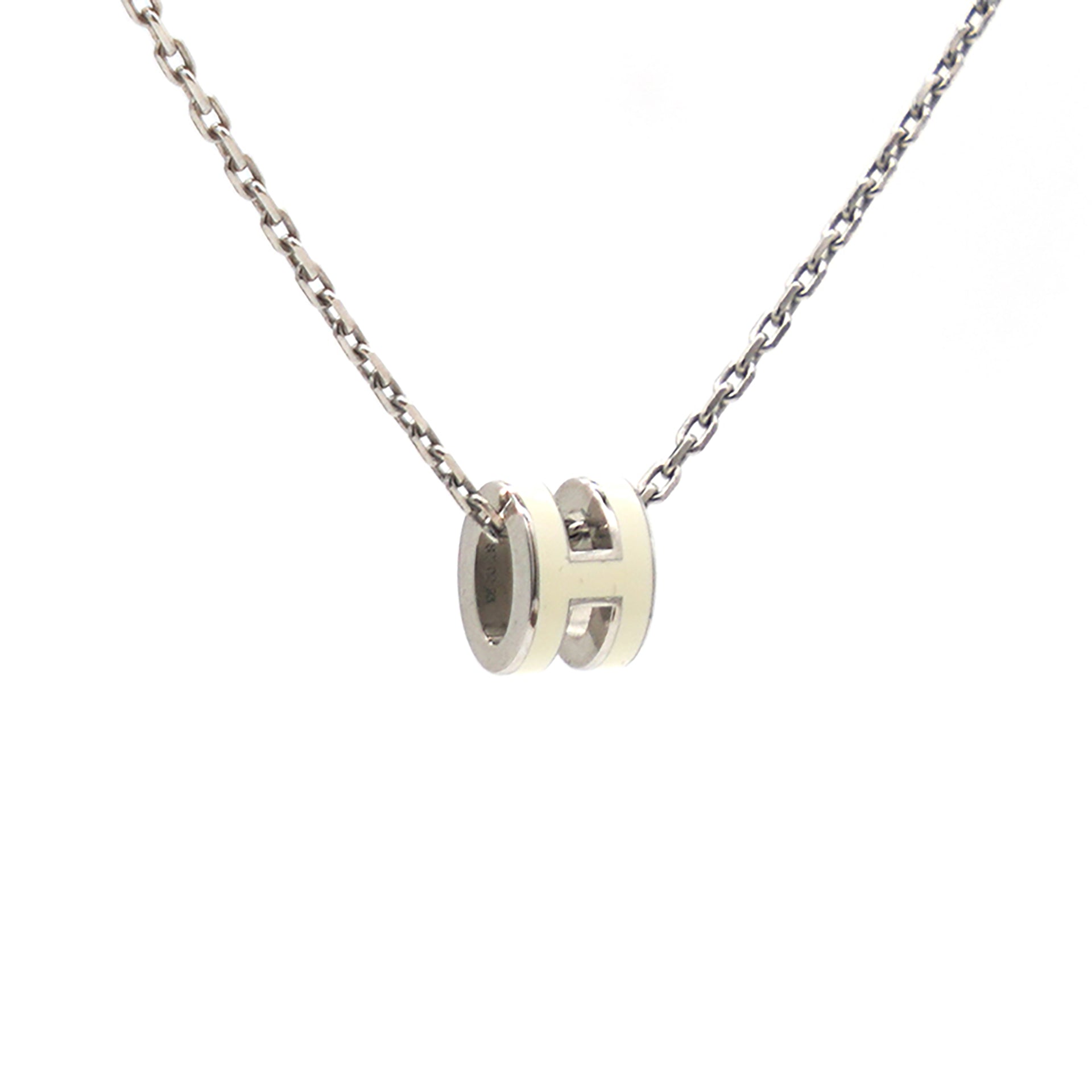Pop H Mini White Lacquer Silver Plated Pendant
