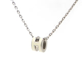 Pop H Mini White Lacquer Silver Plated Pendant