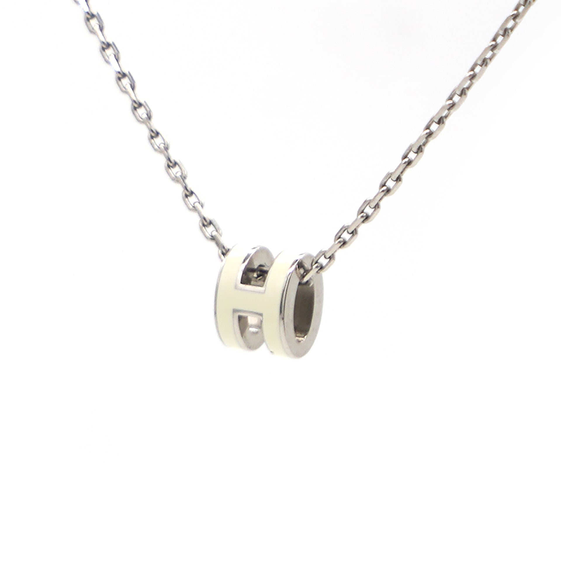Pop H Mini White Lacquer Silver Plated Pendant